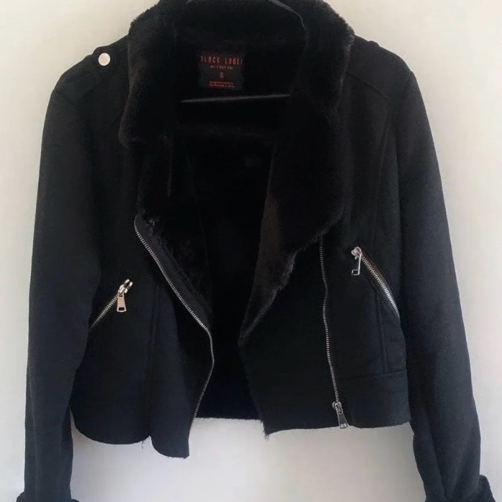 Black suede moto jacket